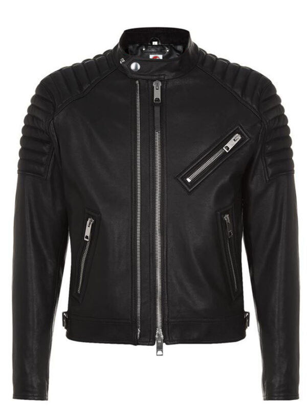 THE HUB LEATHER Jett Black Motorcycle Biker Motorbike Real Leather Jacket Men