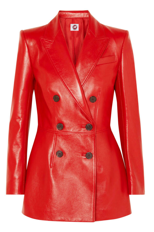 THE HUB LEATHER Rugged Coat Blazer Tan, Red and Black Double Breast Real Leather Jacket for Women