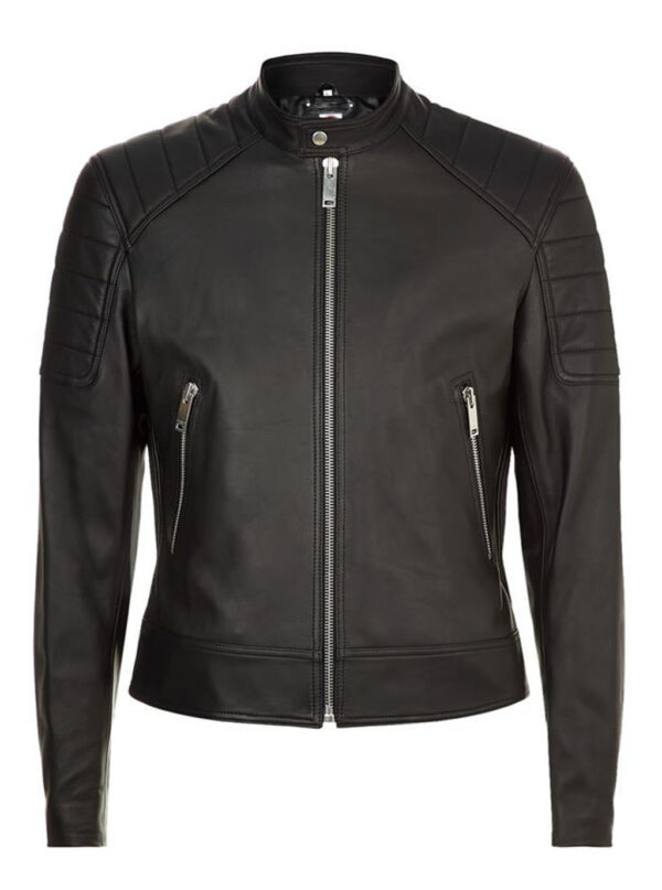 THE HUB LEATHER Onyx Black Casual Slim fit Stylish Designer Real Leather Jacket Men