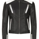 THE HUB LEATHER Techno Formula 1 White Patchwork Biker Motorcycle Real Leather Jacket Men