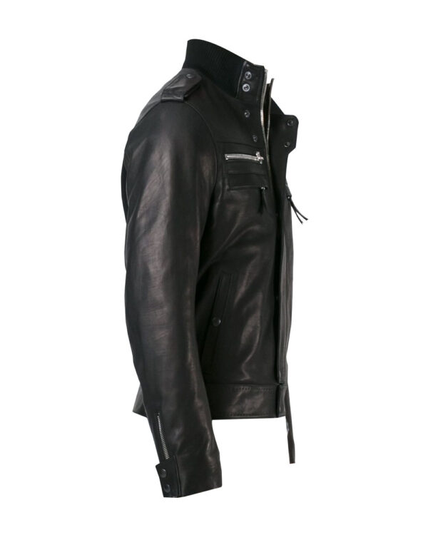 THE HUB LEATHER Raven Military Style Black Real Leather Jacket Men Big and Tall - Image 3