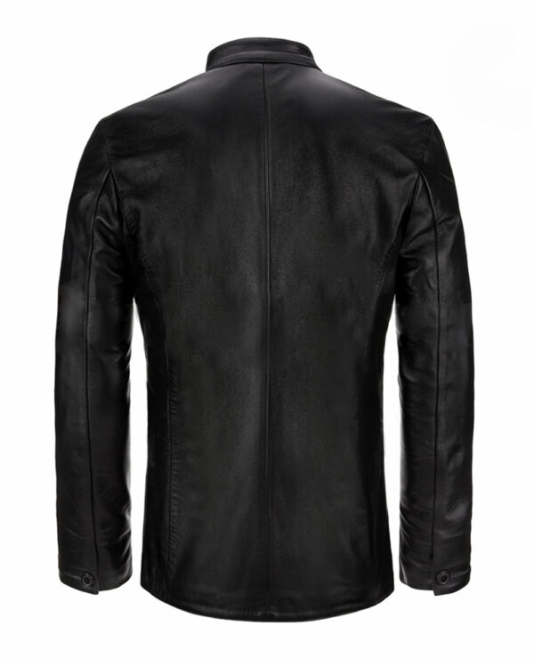 THE HUB LEATHER Revolution Evil Blazer Four Button Trench Coat for Men Black Real Leather - Image 2