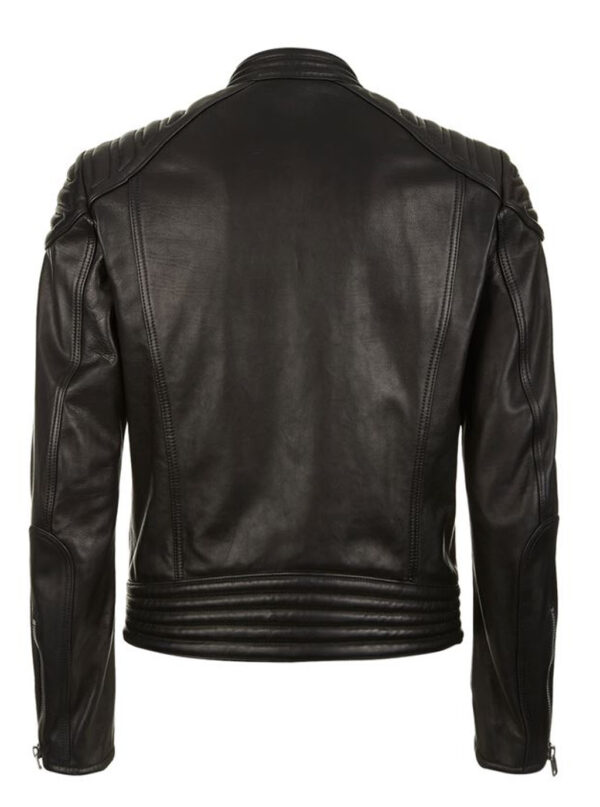 THE HUB LEATHER Camo Moto Biker Slim Fit Designer Black Real Leather Jacket Men Big and Tall - Image 2