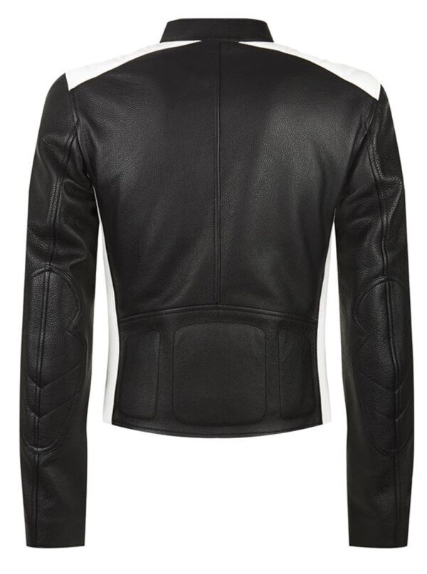 THE HUB LEATHER Techno Formula 1 White Patchwork Biker Motorcycle Real Leather Jacket Men - Image 2