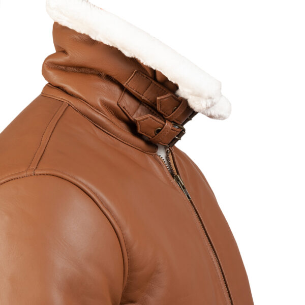 THE HUB LEATHER Leadera Fur Shearling Tan Real Leather Jacket for Men - Image 3