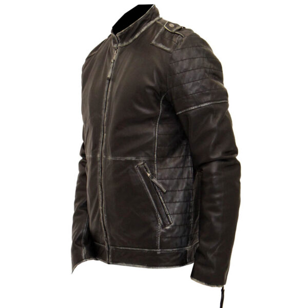 THE HUB LEATHER Ketero Bomby Rub Off Distressed Leather Real Black Men Leather Jacket - Image 3