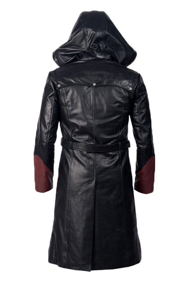 THE HUB LEATHER Full Length Long Trech Coat Hooded Real Leather Designer Men Blazer - Image 2