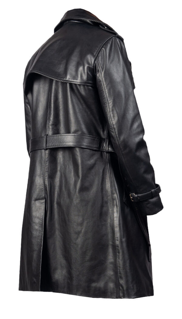 THE HUB LEATHER Jackalious Black Trench Coat Real Lambskin Leather for Men - Image 2