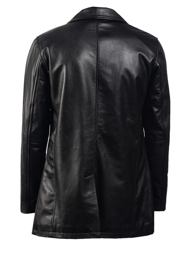 THE HUB LEATHER Superby Four Button Black Real Leather Blazar Coat for Men - Image 2