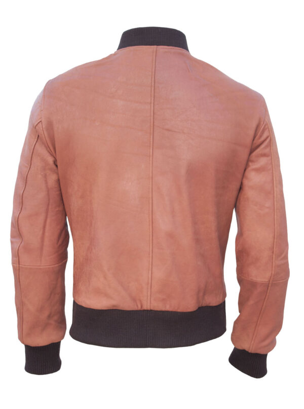 THE HUB LEATHER Troy Black and Tan Bomber Designer Genuine Leather Jacket Men Big and Tall - Image 8