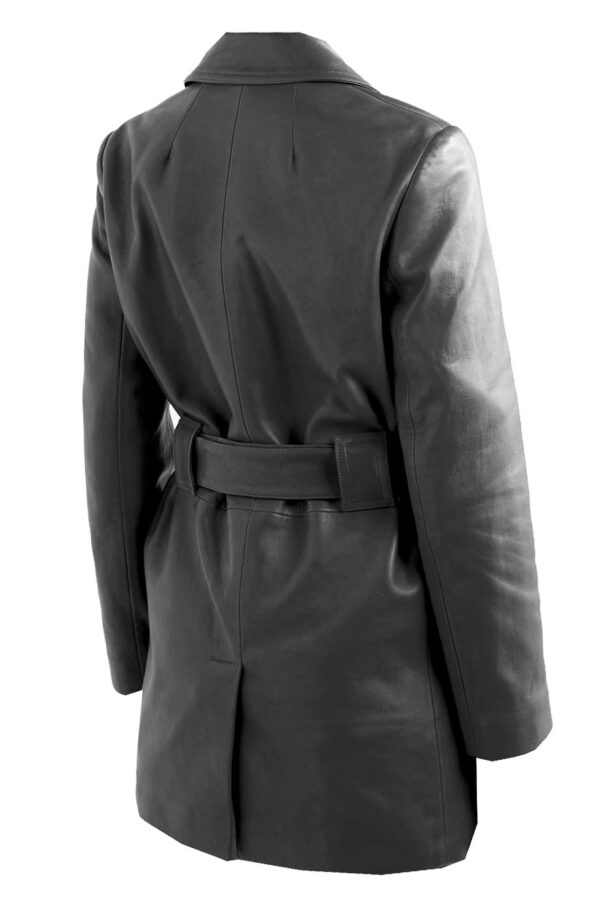 THE HUB LEATHER  Fantom Trench Coat Blazer Tan, Red and Black Double Breast Geninue Leather Jacket for Women - Image 7