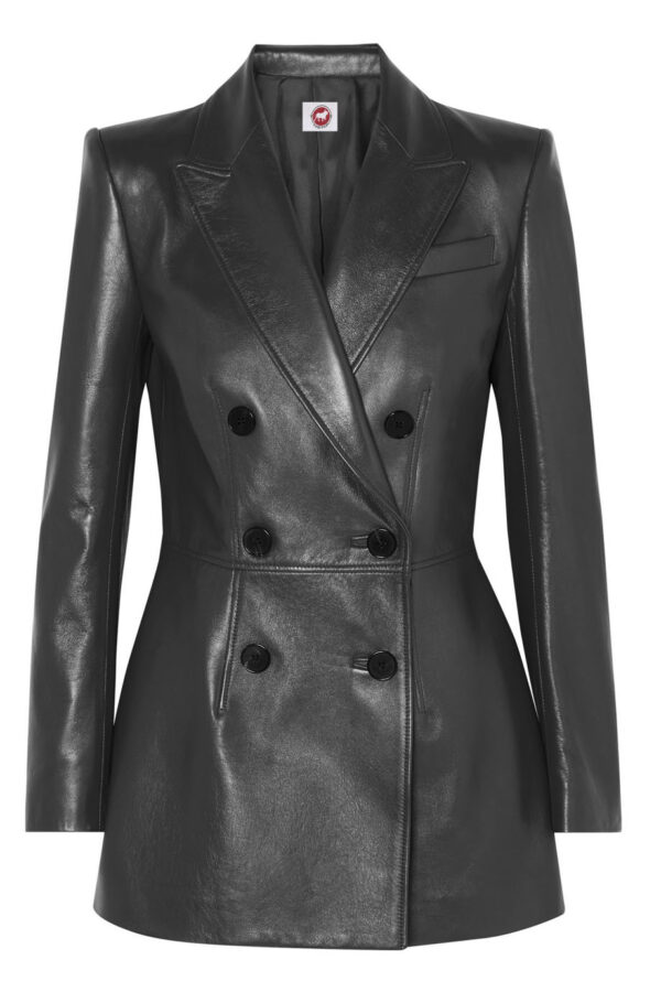 THE HUB LEATHER Rugged Coat Blazer Tan, Red and Black Double Breast Real Leather Jacket for Women - Image 2