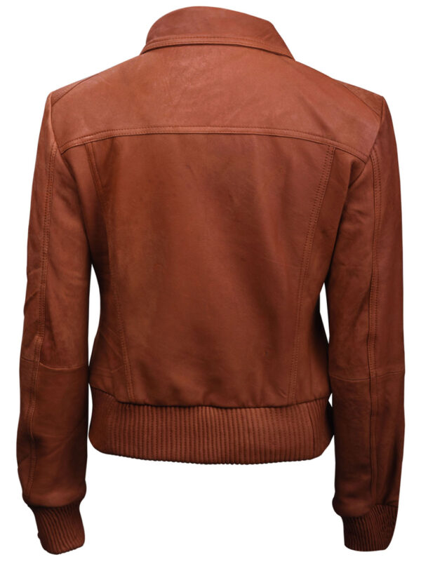 THE HUB LEATHER Cora Black Tan and Brown Bomber Real Leather Jacket Women Missy Plus Size - Image 4