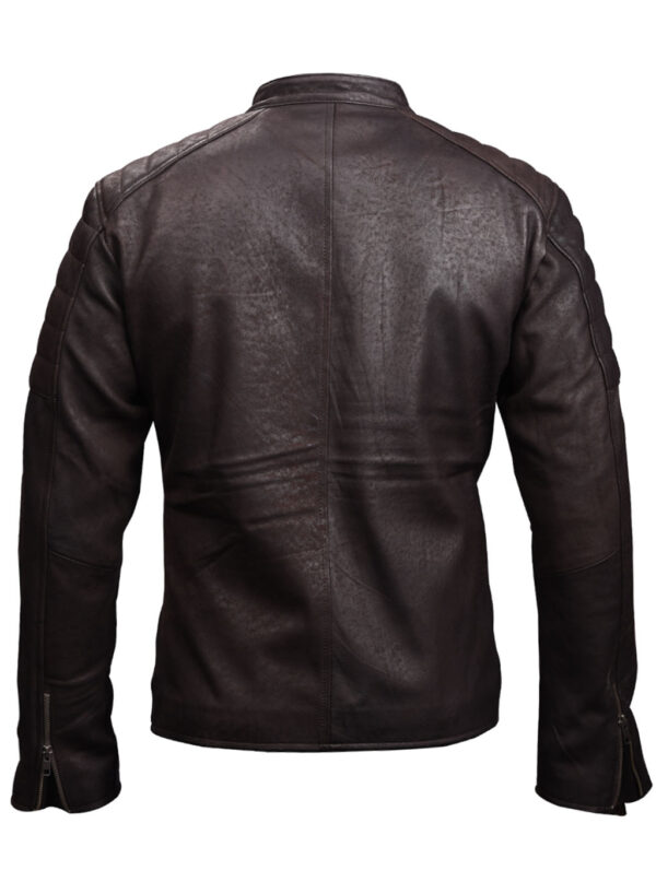 THE HUB LEATHER Titan Brown and Black Biker Motorcycle Snuff Real Leather Jacket Men - Image 8