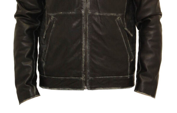 THE HUB LEATHER Ketero Bomby Rub Off Distressed Leather Real Black Men Leather Jacket - Image 4