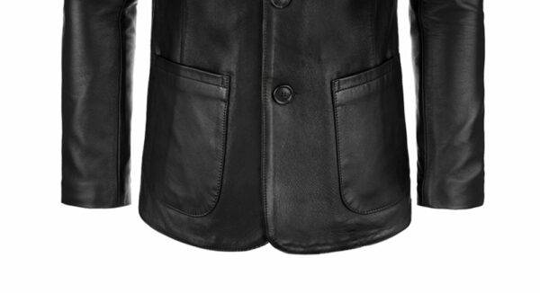 THE HUB LEATHER Revolution Evil Blazer Four Button Trench Coat for Men Black Real Leather - Image 4