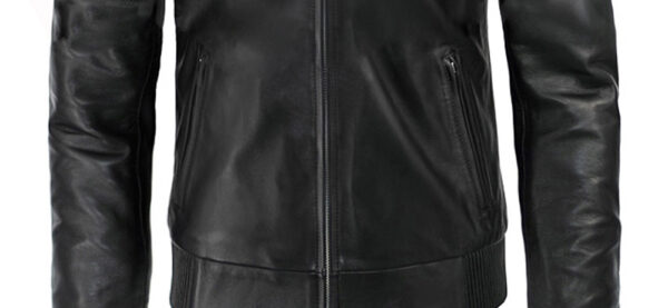 THE HUB LEATHER Hybrid Black Strips Red Designer Real Leather Jacket for Men - Image 4