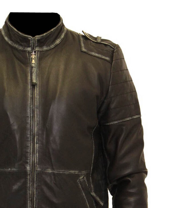 THE HUB LEATHER Ketero Bomby Rub Off Distressed Leather Real Black Men Leather Jacket - Image 5