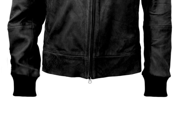 THE HUB LEATHER Troy Black and Tan Bomber Designer Genuine Leather Jacket Men Big and Tall - Image 6