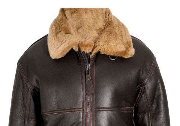 THE HUB LEATHER Rawo Shearling Brown Designer Real Leather Jacket for Men - Image 5