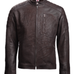 THE HUB LEATHER Titan Brown and Black Biker Motorcycle Snuff Real Leather Jacket Men
