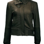 THE HUB LEATHER Cora Black Tan and Brown Bomber Real Leather Jacket Women Missy Plus Size
