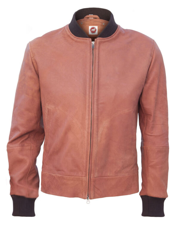 THE HUB LEATHER Troy Black and Tan Bomber Designer Genuine Leather Jacket Men Big and Tall