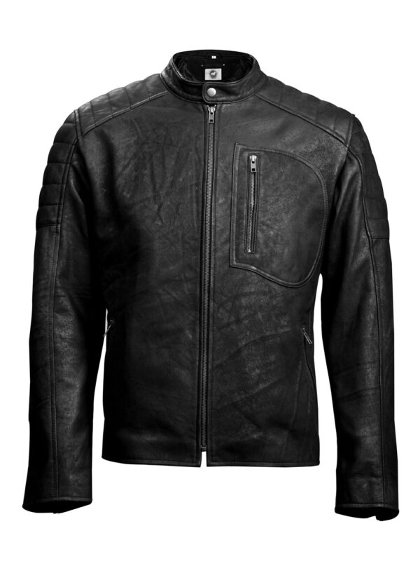 THE HUB LEATHER Titan Brown and Black Biker Motorcycle Snuff Real Leather Jacket Men - Image 2