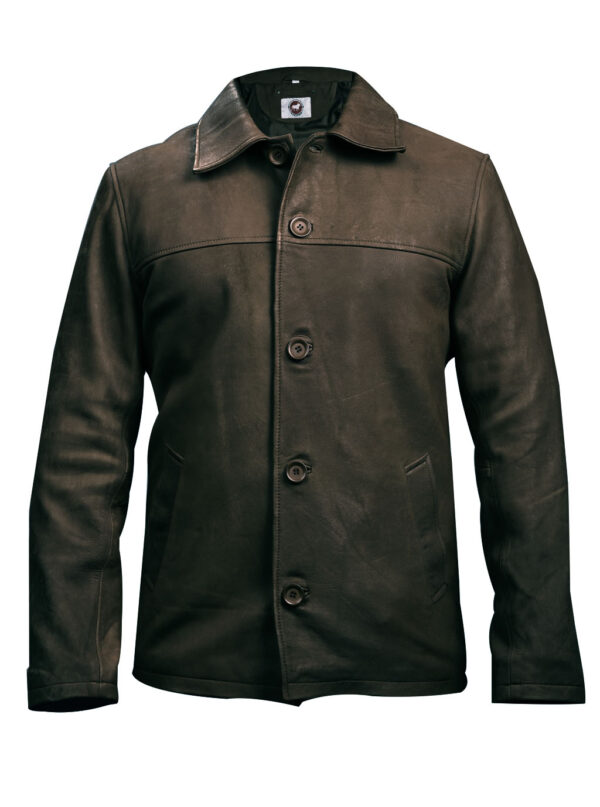 THE HUB LEATHER Eveliver Four Button Blazer Snuff Real Leather Jacket Black and Brown for Men - Image 2