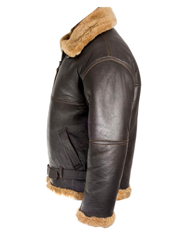 THE HUB LEATHER Rawo Shearling Brown Designer Real Leather Jacket for Men - Image 4