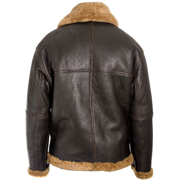THE HUB LEATHER Rawo Shearling Brown Designer Real Leather Jacket for Men - Image 2