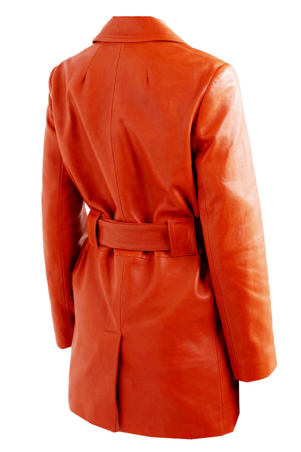 THE HUB LEATHER  Fantom Trench Coat Blazer Tan, Red and Black Double Breast Geninue Leather Jacket for Women - Image 6