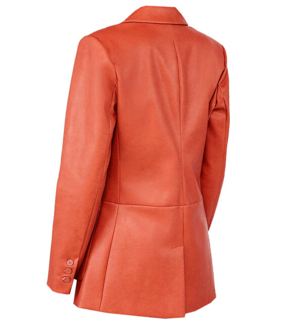 THE HUB LEATHER Slik One Button Blazer Coat Leather Lambskin Women Coat Red, Tan and Black Designer Collection Missy - Image 9