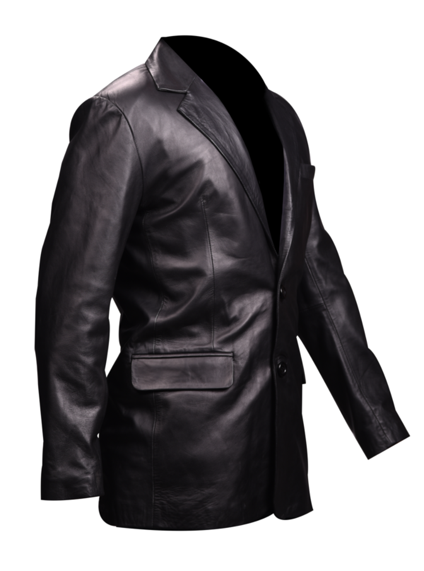 THE HUB LEATHER Prince Black Two Button Real Leather Blazer Coat Men Big & Tall - Image 3