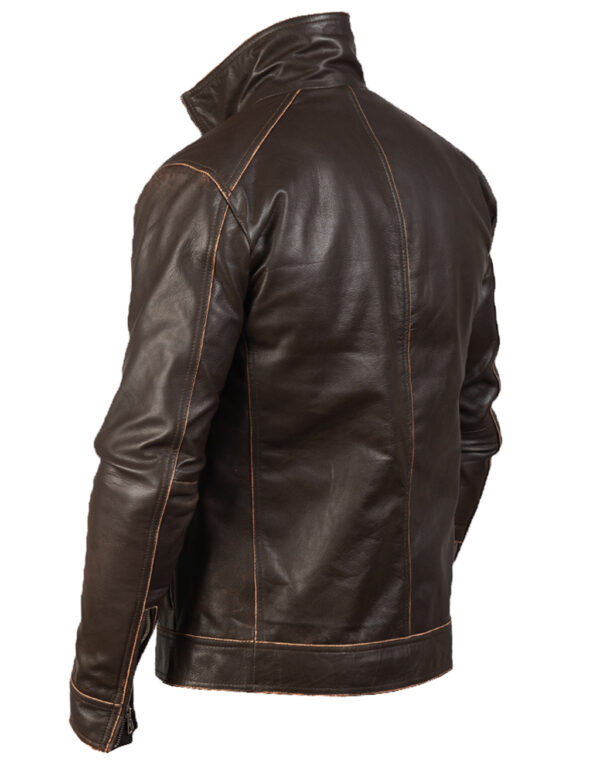 THE HUB LEATHER Brown Rub Off Shaded Designer Brown Real Leather Jacket Men - Image 2