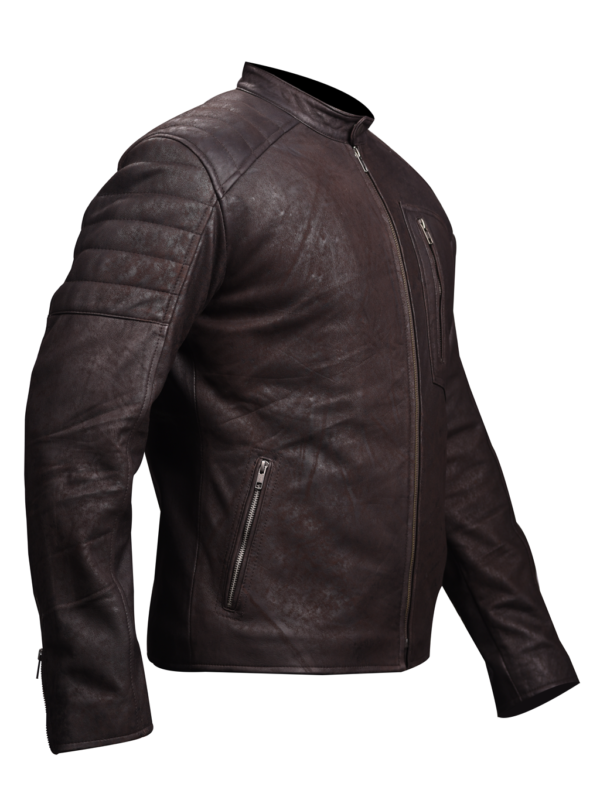 THE HUB LEATHER Titan Brown and Black Biker Motorcycle Snuff Real Leather Jacket Men - Image 9