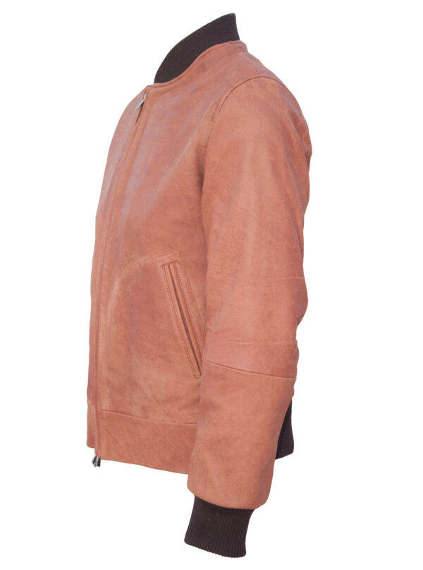 THE HUB LEATHER Troy Black and Tan Bomber Designer Genuine Leather Jacket Men Big and Tall - Image 9