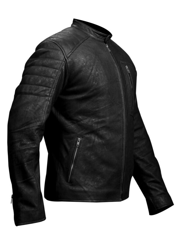 THE HUB LEATHER Titan Brown and Black Biker Motorcycle Snuff Real Leather Jacket Men - Image 4