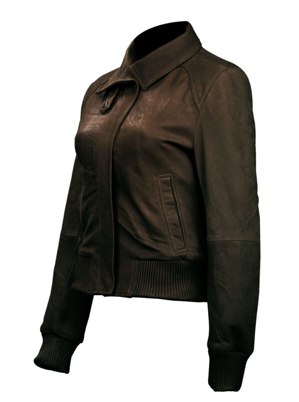 THE HUB LEATHER Cora Black Tan and Brown Bomber Real Leather Jacket Women Missy Plus Size - Image 9