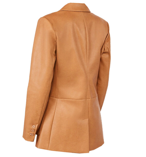 THE HUB LEATHER Slik One Button Blazer Coat Leather Lambskin Women Coat Red, Tan and Black Designer Collection Missy - Image 7