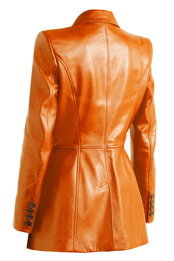 THE HUB LEATHER Rugged Coat Blazer Tan, Red and Black Double Breast Real Leather Jacket for Women - Image 4