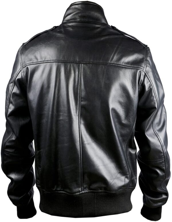 THE HUB LEATHER Magnificent Bomber Real Black Leather Jacket for Men - Image 2
