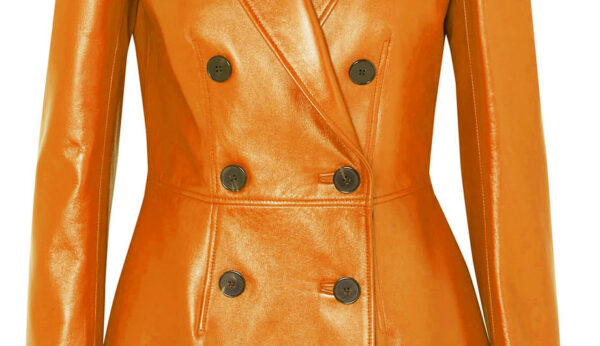 THE HUB LEATHER Rugged Coat Blazer Tan, Red and Black Double Breast Real Leather Jacket for Women - Image 5