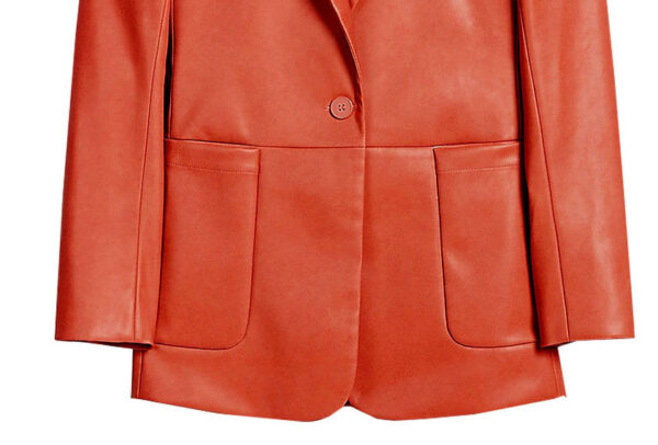 THE HUB LEATHER Slik One Button Blazer Coat Leather Lambskin Women Coat Red, Tan and Black Designer Collection Missy - Image 10