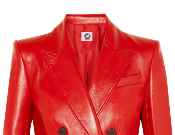 THE HUB LEATHER Rugged Coat Blazer Tan, Red and Black Double Breast Real Leather Jacket for Women - Image 9