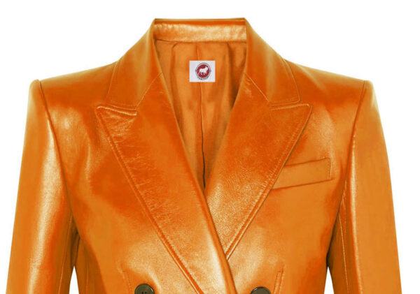 THE HUB LEATHER Rugged Coat Blazer Tan, Red and Black Double Breast Real Leather Jacket for Women - Image 6